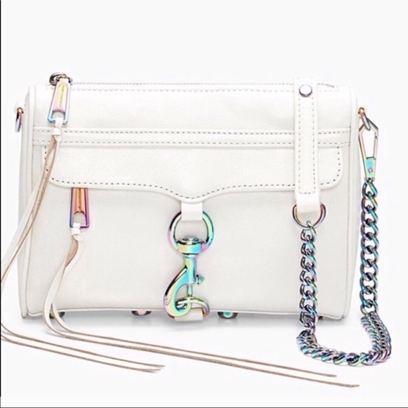 Like New Rebecca Minkoff Mini Mac Crossbody Iridescent White EUC